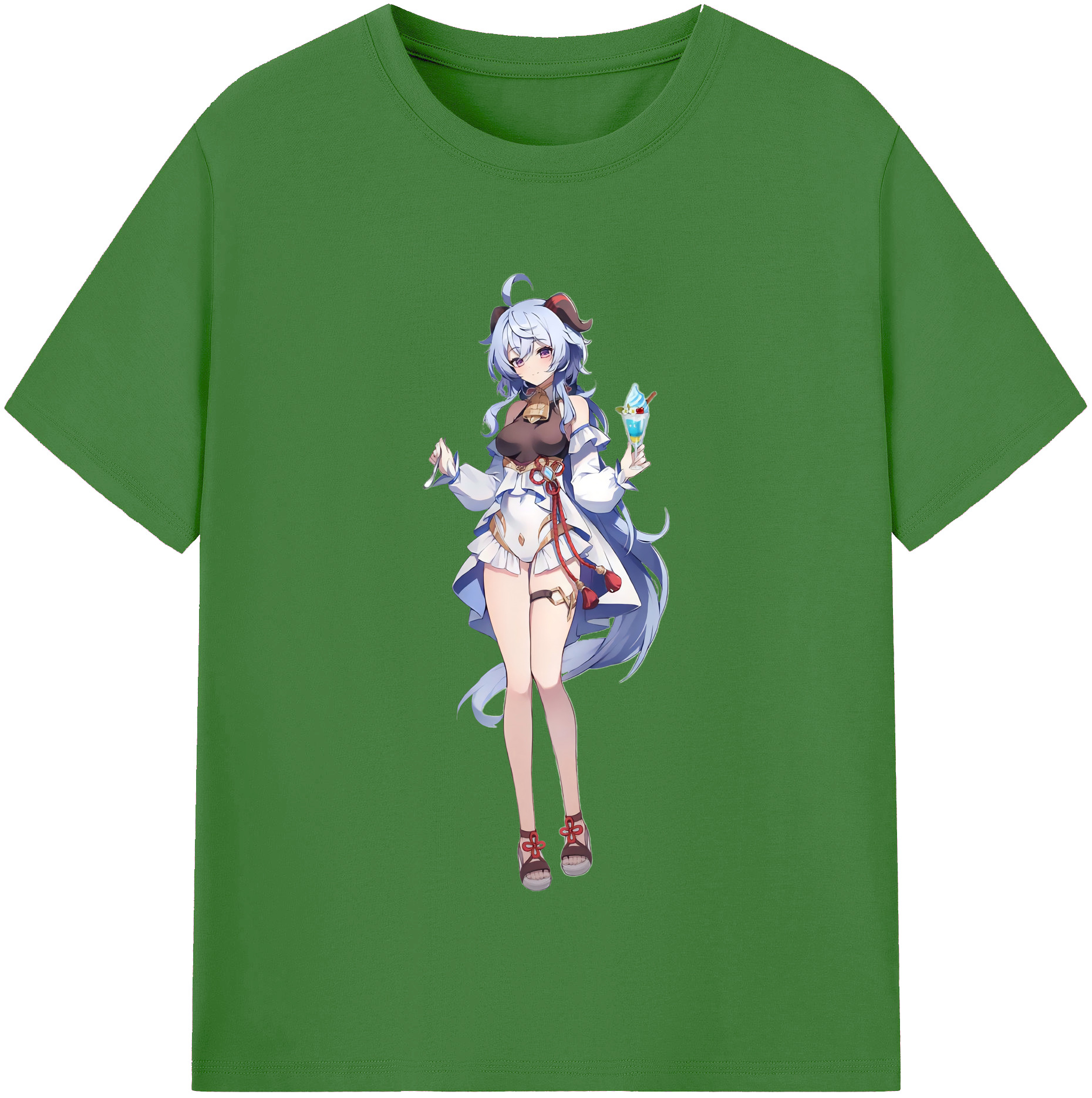 げんし神 甘雨 かんう genshin Ganyu レディースカジュアルプリントTシャツ（綿100％）